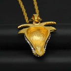 Hollow Goat Animal Pendant Necklace — Two-Tone, Silver & Gold