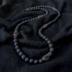 Black Onyx & Volcanic Stone Beaded Necklace for Men