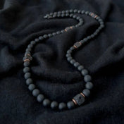 Black Onyx & Volcanic Stone Beaded Necklace for Men