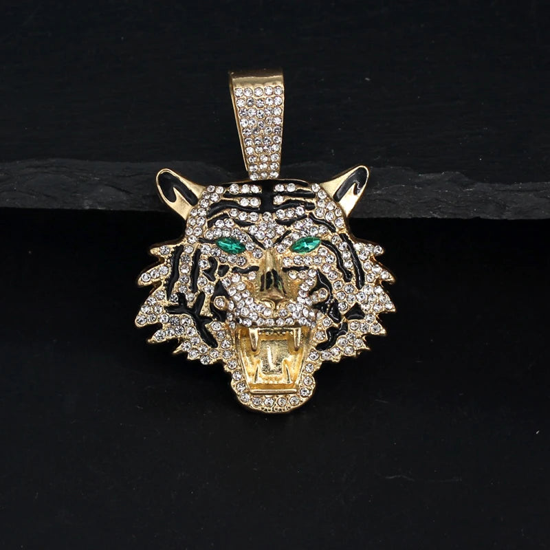 Iced Out 3D Tiger Cuban Pendant — Gold
