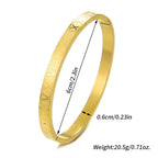 Roman Numeral Charm Bangle — Stainless Steel