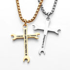 Wrench Cross Pendant Necklace — Stainless Steel