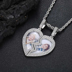 Iced Out Heart Photo Pendant Necklace