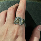 Retro Eye of Providence Vajra Cross Ring Punk Gothic Adjustable Open Ring For Men Copper Fine Jewelry Accessories Blessing Gift