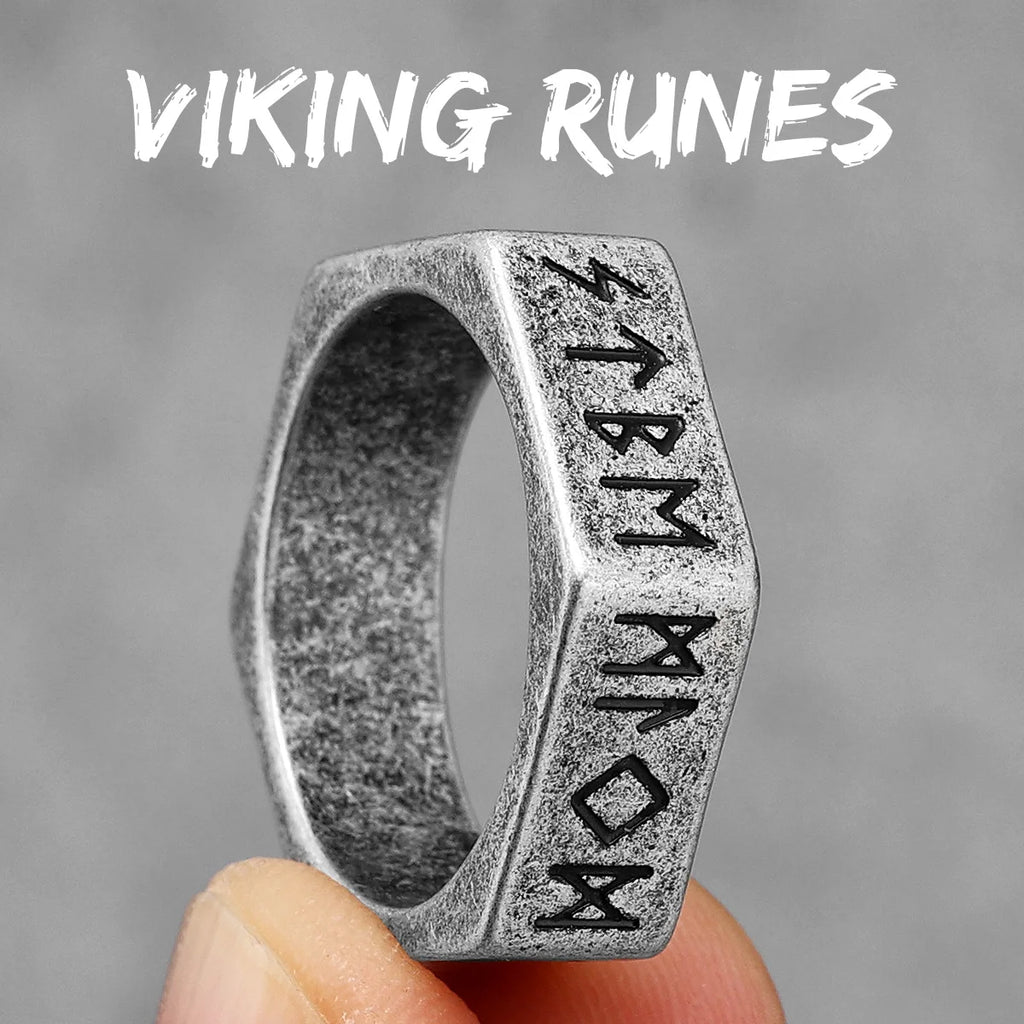 Vintage Nordic Viking Runes Celtic Knot Series Stainless Steel Womens Mens Rings Punk Biker Jewelry Creativity Gift