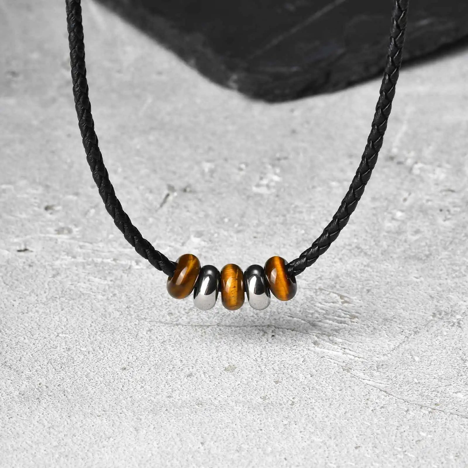 Tiger Eye Stone Pendant — Stainless Steel