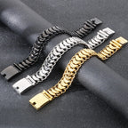 Hiphop Male Bracelets for Man Gold Color Stainless Steel 19MM Width Keel Curb Link Chain Men's Bracelets Christmas