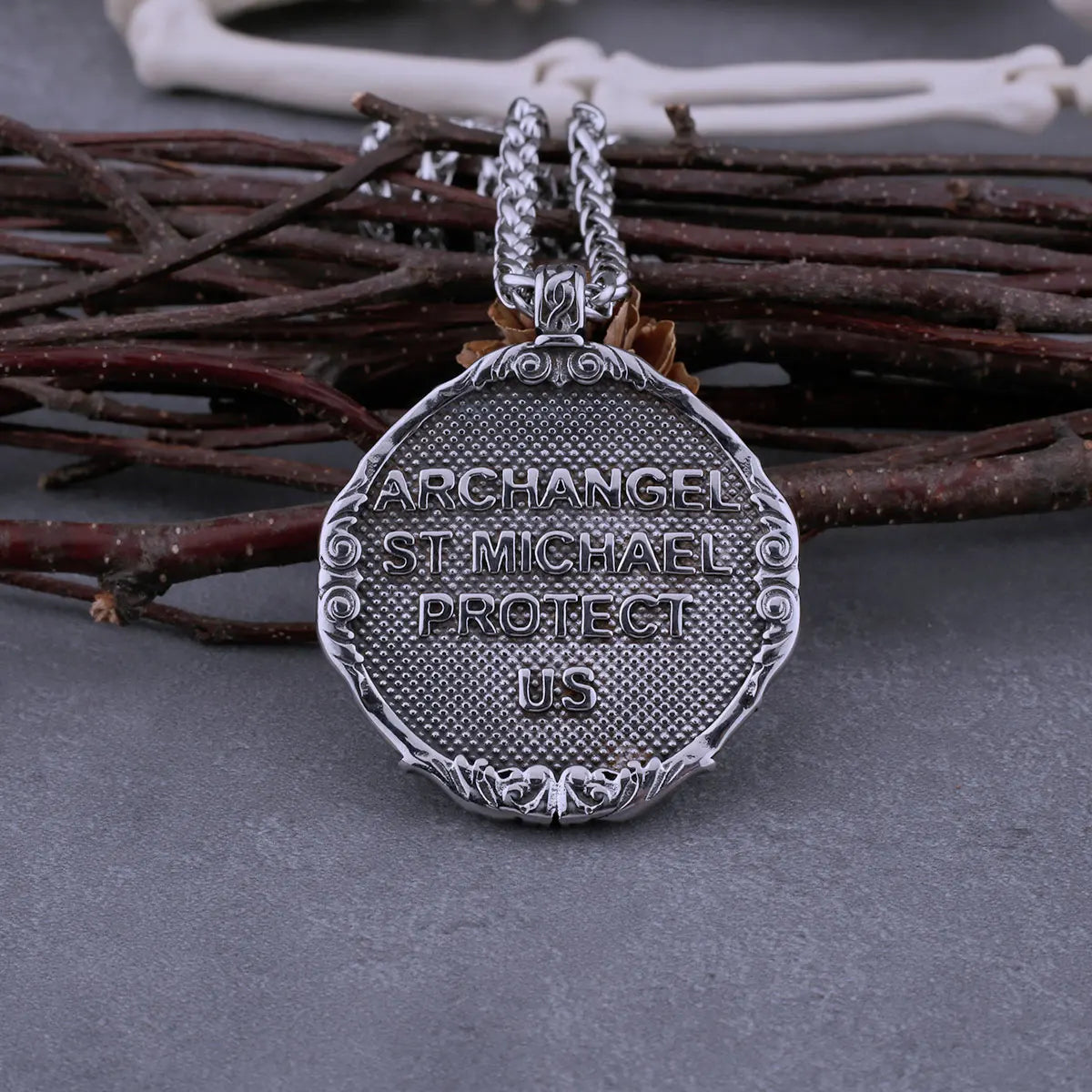 St. Michael Cross Pendant Necklace — Stainless Steel