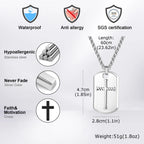Cross DogTag Pendant Necklaces for Men Boys,High Polished Stainless Steel Pendant Necklaces,Jewelry Gifts for Husband DAD BBF