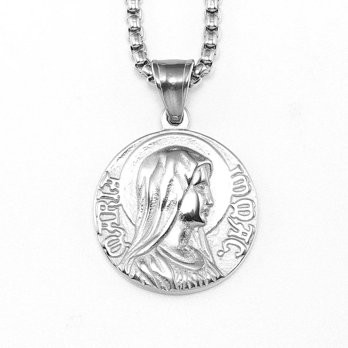 Virgin Mary Pendant Necklace — Stainless Steel