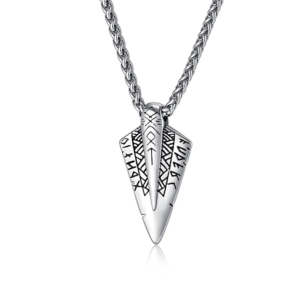 Nordic mythology Viking rune titanium steel necklace niche personality trendy men's cultural symbol pendant