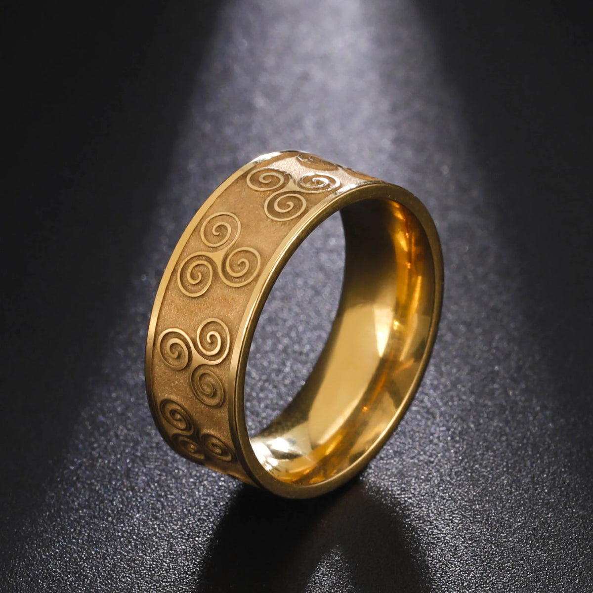 Viking Triskele Triple Spiral Amulet Ring — Stainless Steel