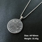 New Vintage Witchcraft Pentagram Pendant Necklace Jewish Hebrew Tetragrammaton Stainless Steel Amulet Jewelry Gift for