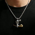 Gold Star Witch Pendant Necklace Retro