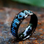 Viking Blue Rune Amulet Ring — Stainless Steel
