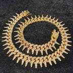 20mm Gothic Thorns Flash Full Rhinestone Miami Cuban Chain Luxury Fashion Men's Necklace For Women Hip Hop Cool