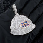Iced Out Helmet Pendant Necklace CZ
