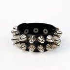 Classic Adjustable Size Rivet Bangle Square Wide Rows Nails Spike Cuff Bracelet PU Leather Bracelets Bangle Men Women