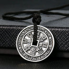 Metal Chinese-style Antique Coin Necklace Yin-Yang Bagua Tai Chi Rune Pendant Peaceful Evil-repelling Demon-warding