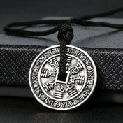 Metal Chinese-style Antique Coin Necklace Yin-Yang Bagua Tai Chi Rune Pendant Peaceful Evil-repelling Demon-warding