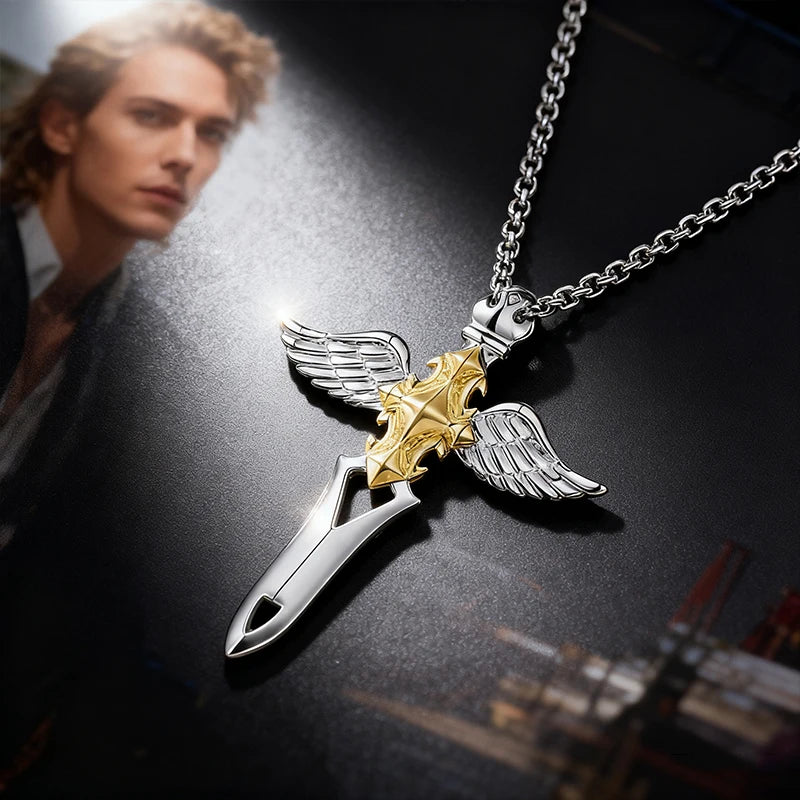 Sword Cross Stainless Steel Pendant Necklace