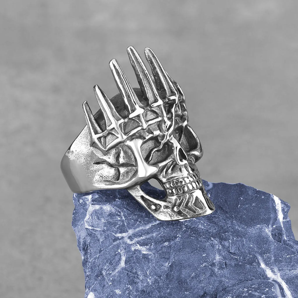 New Creative Viking Vintage Skull Ring Men's Stainless Steel Funky Ring Bicycle Boy Fashion Ghost Jewelry Gift