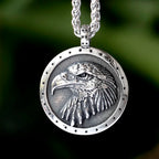 Eagle Pendant Pearl Chain Necklace — Steel
