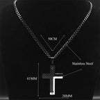 Cross Crucifix Black Pendant Goth Biker Punk Crystal