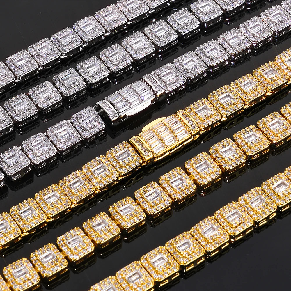 Tennis Chain Necklace Stainless Steel 7.5MM Cluster