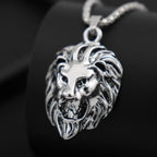 Punk Hip Hop Men Necklace Animal Lion Head Pendant Necklace New Fashion Metal Sliding Pendant Necklace Accessories