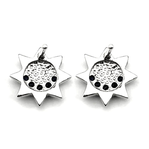 925 Silver Moon Sun Stud Earrings — Silver