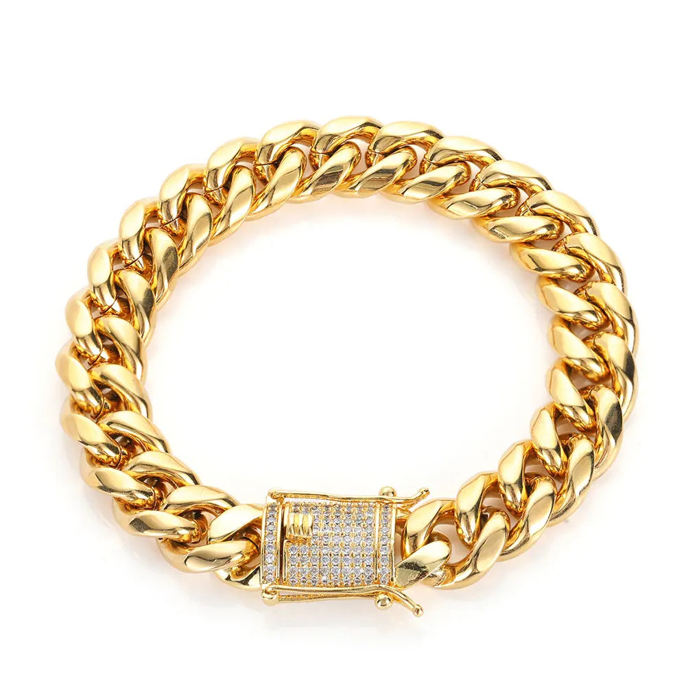 Iced Out Cuban Bracelet Stainless Steel Miami