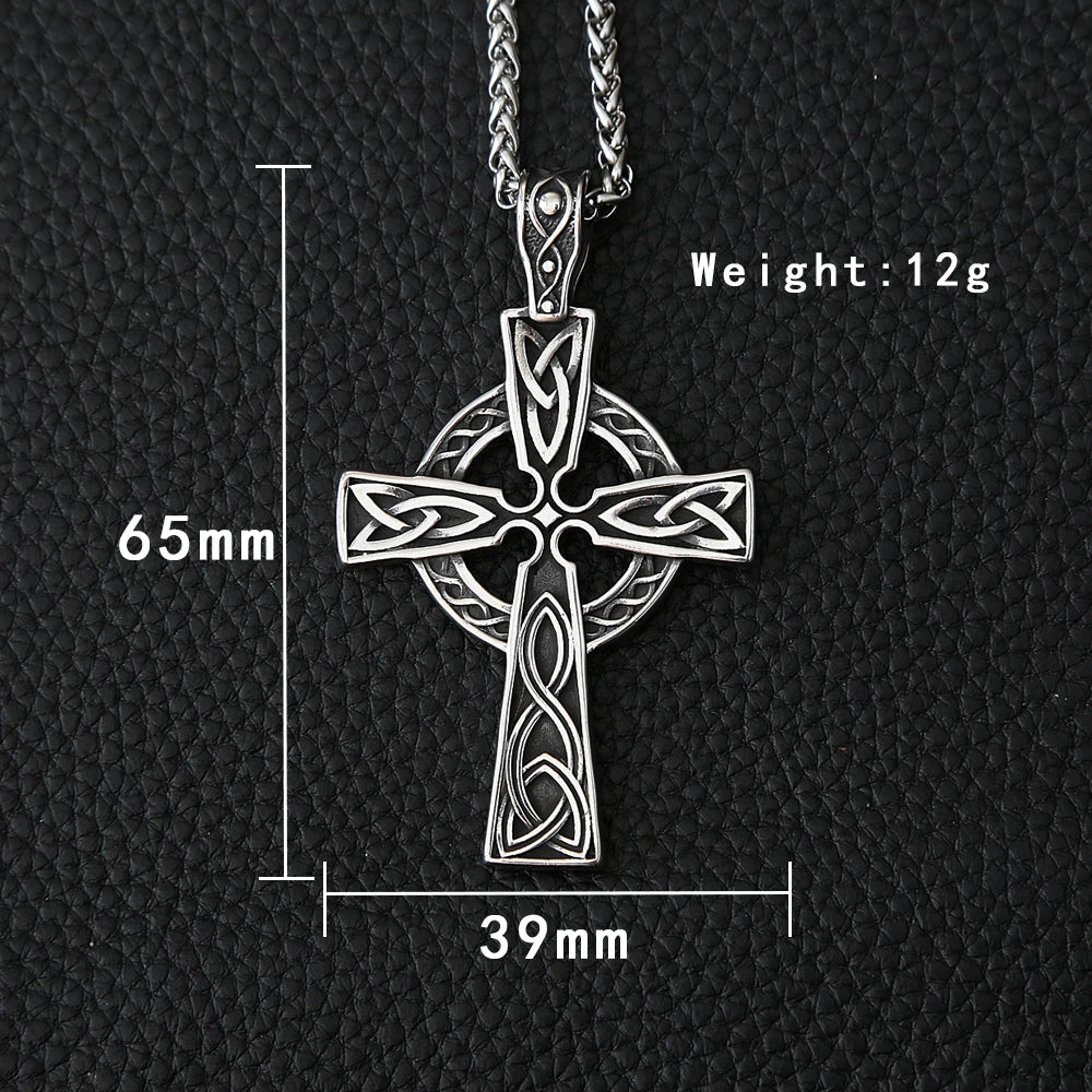Vintage Stainless Steel Viking Valknut Necklace Mens Nordic Street Style Celtics Knot Cross Odin Pendant Necklace Biker