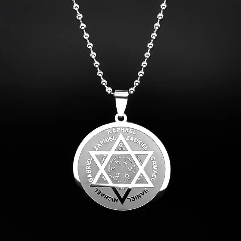 Archangel Gold Star Pendant — Stainless Steel