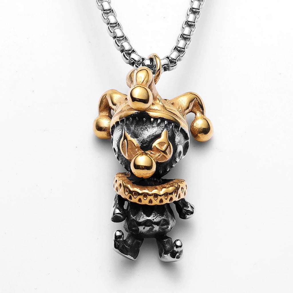 Clown Pendant Necklace — Stainless Steel