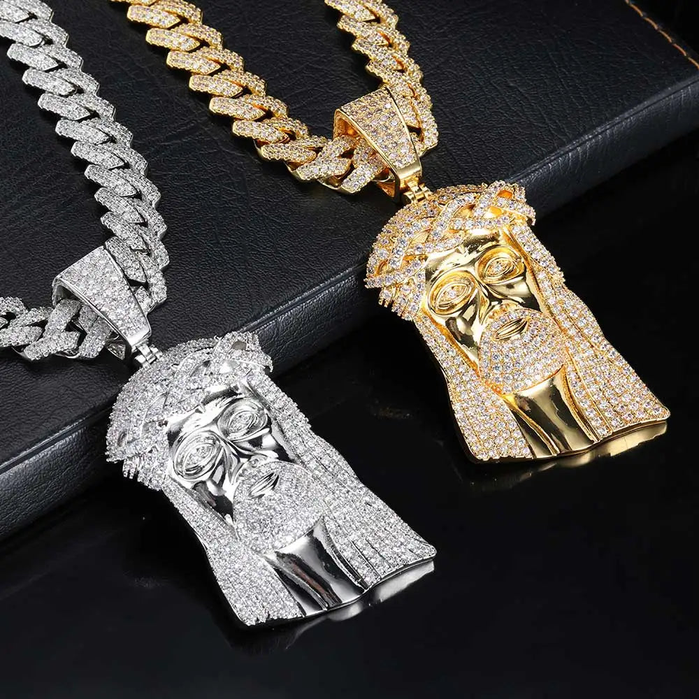 Necklaces Chain For Women Mens Full Iced Out Zircon Custom Big Jesus Pendant With Cuban Chain Hip Hop Jewelry