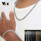 Vnox 18-70cm Curb Chain Necklaces 3-11mm Men's Miami Cuban Link Classic Punk Heavy Metal Stainless Steel Long Women