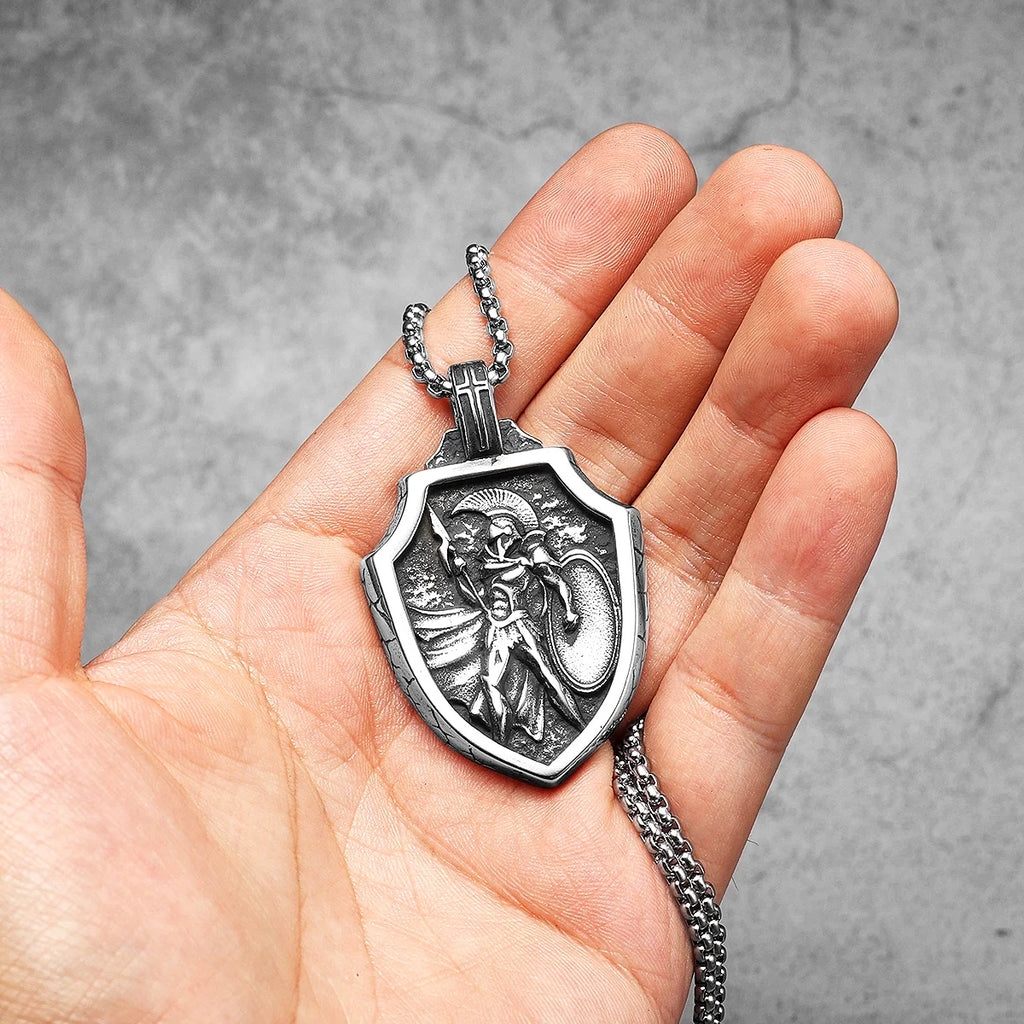Spartan Warrior Pendant Necklace — Stainless Steel