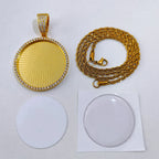 Iced Out Photo Pendant Necklace 35MM Circle