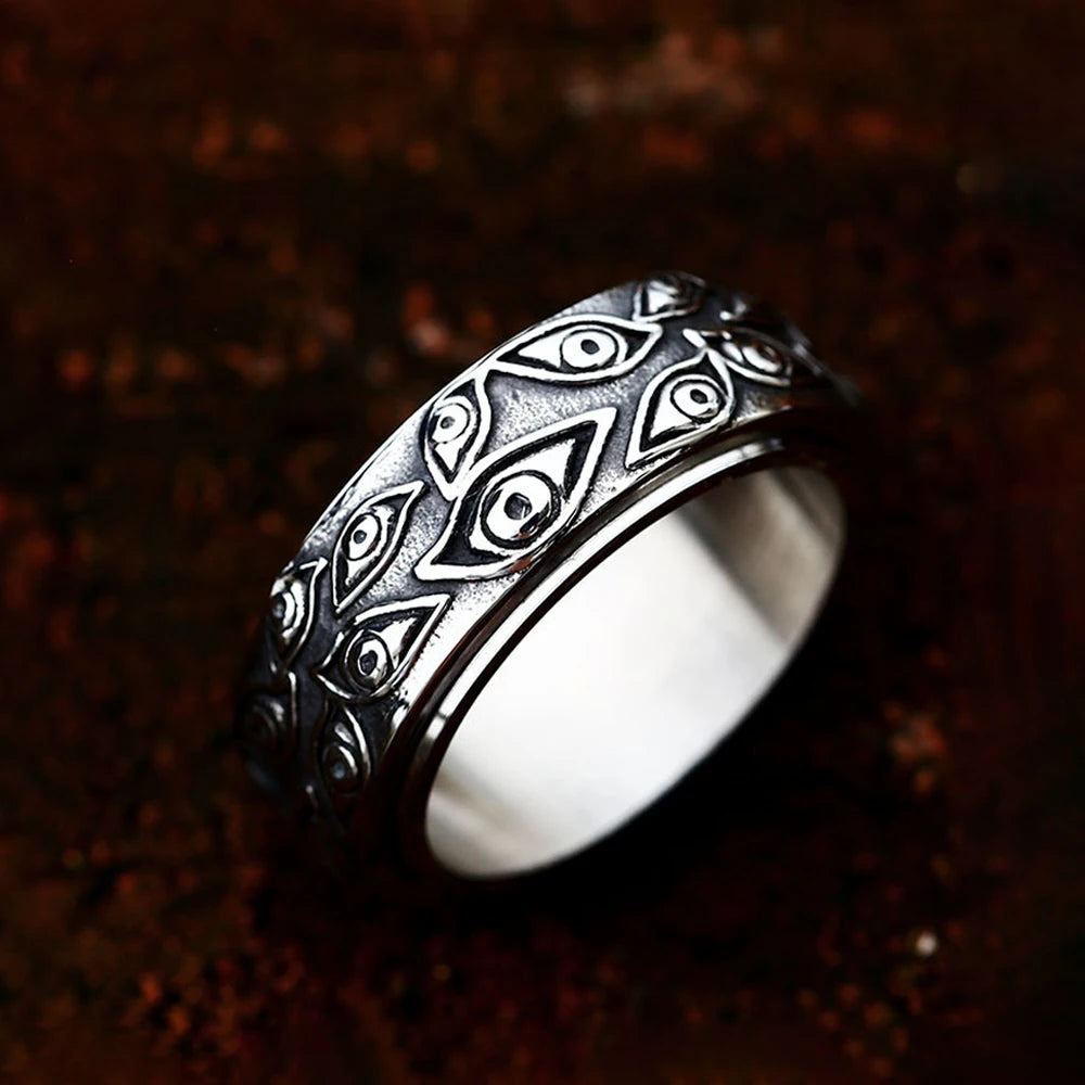Demon Eye Steel Ring Retro Punk Rotatable