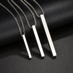 Minimal Wishing Bar Pendant Necklace — Stainless Steel