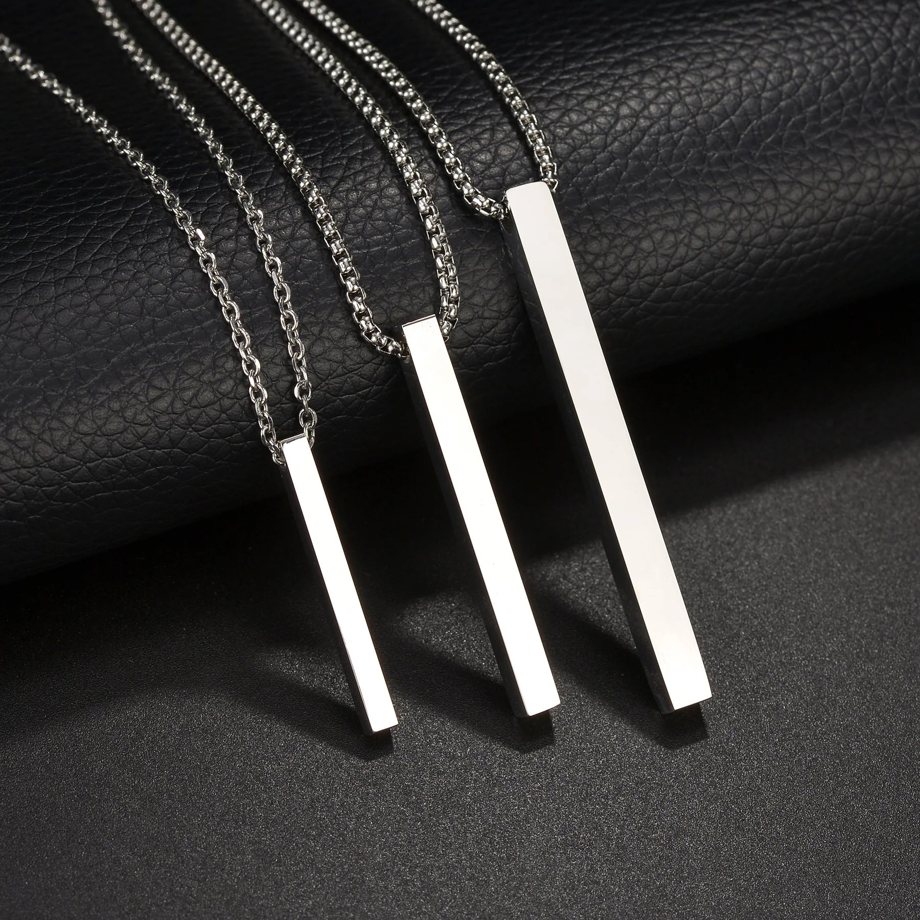 Minimal Wishing Bar Pendant Necklace — Stainless Steel