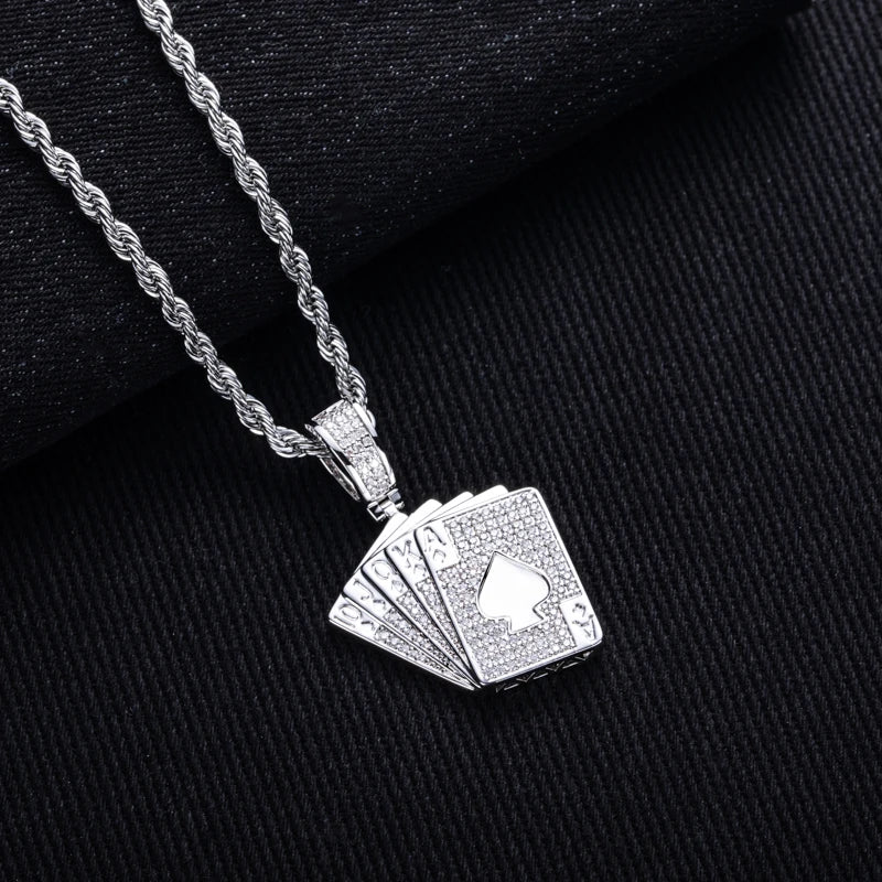 Iced Out Ace of Spades Pendant — 14K Gold