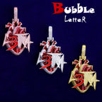 Bubble Letter Iced Out Colgante L3tra Grande Oro Blanco Necklace Pendant for Men 5A Cubic Zirconia Gold Plated Hip Hop Jewelry