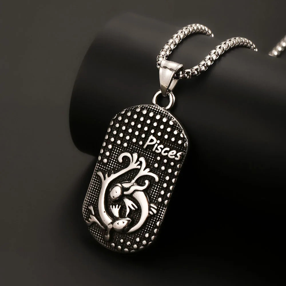 1PC Stainless Steel Scorpio Gemini 12 Zodiac Sign Necklace for Men  Leo Cancer Constellation Pendant Necklace Man Birthday Gift
