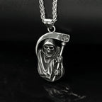Grim Reaper Skull Biker Pendant Necklace — Stainless Steel