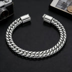 Men's Hip Hop Cuban Chain Bracelet Stainless Steel Wristband Magnetic Clasp Punk Style Trendy Fashion Jewelry Gift for