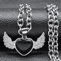 Gothic Heart Angel Wings Pendant — Black SS
