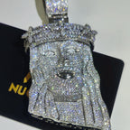 Crown Jesus Pendant Necklace Iced Out