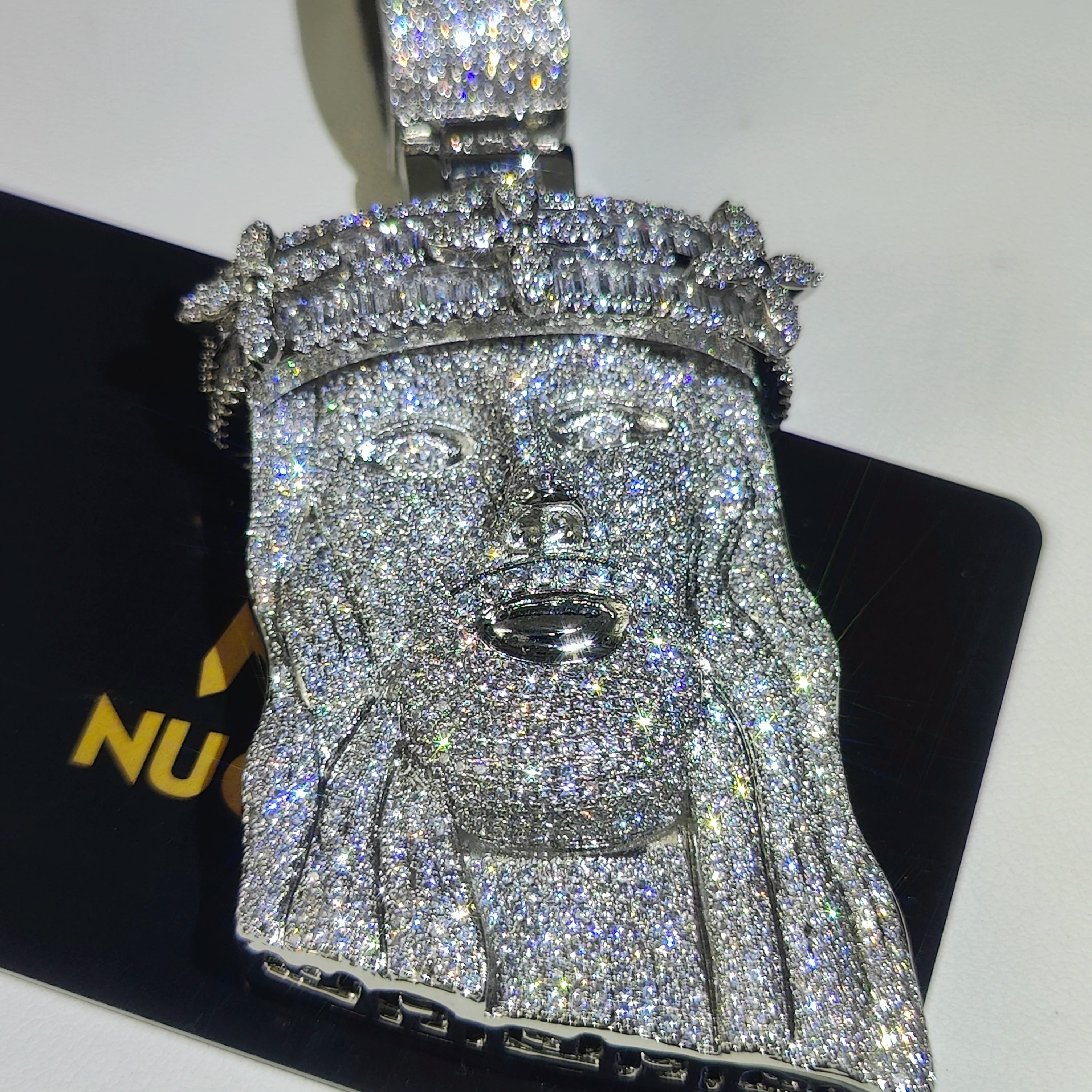 Crown Jesus Pendant Necklace Iced Out